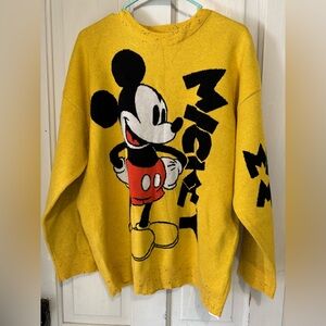 Disney Yellow Mickey Mouse Crewneck Sweater